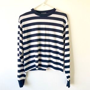 Brandy Melville Navy Striped Long Sleeves Shirt
